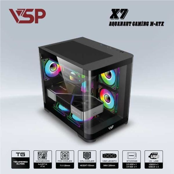 VỎ CASE AQUANAUT PRO GAMING M-ATX X7