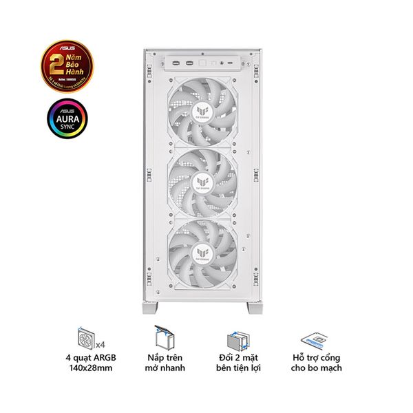 Vỏ Case Asus TUF Gaming GT302 ARGB White (eATX/Full Tower/Màu Trắng/BTF)