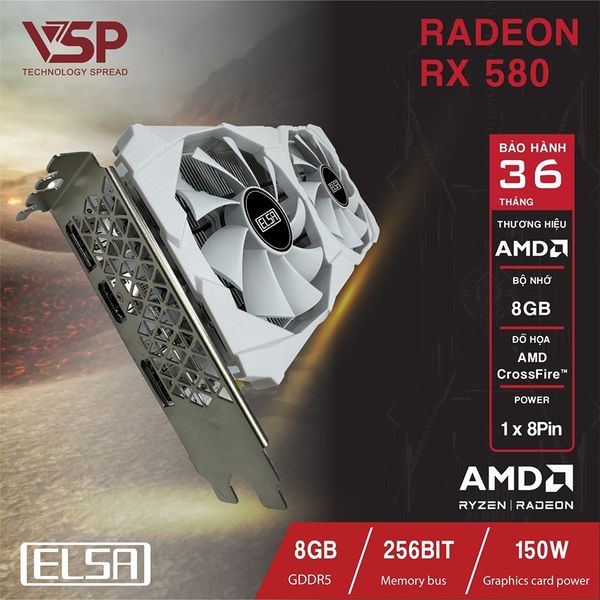 VGA GAMING ELSA AMD RADEON RX580 2048SP 8GB GDDR5 256BIT