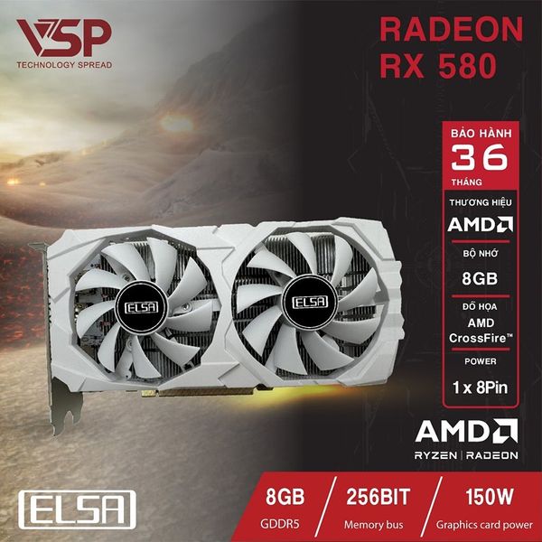 VGA GAMING ELSA AMD RADEON RX580 2048SP 8GB GDDR5 256BIT