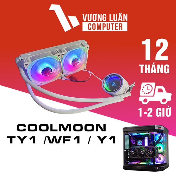 Tản nhiệt nước Coolmoon TY1 /WF1 / Y1 240 Trắng RGB, mặt gương hoặc hiện nhiệt độ