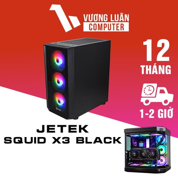 Vỏ Case Jetek Squid X3 Black (3 Fan RGB)