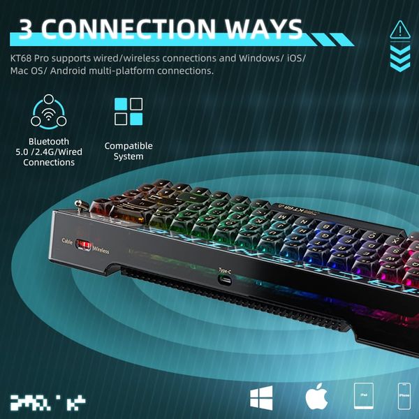 Bàn phím KT68 Pro Three-mode Mechanical