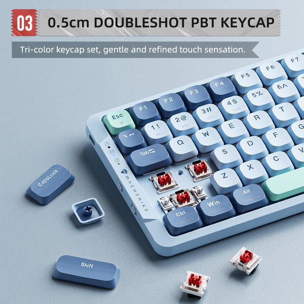 Bàn phím Machenike Air50-B84W Tri-Mode RGB