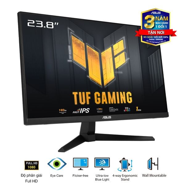 Màn Hình Gaming ASUS TUF VG249Q3A (23.8 inch - FHD - Fast IPS - 180Hz - 1ms - ELMBSync - GSync - FreeSync)