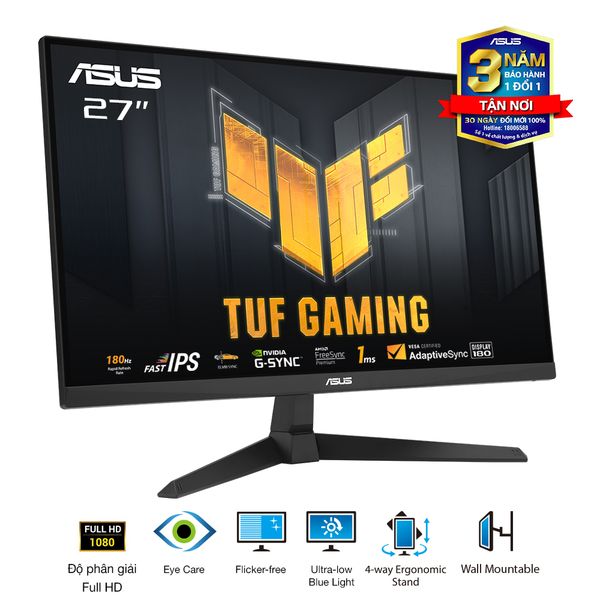 Màn Hình Gaming ASUS TUF VG279Q3A (27.0 inch - FHD - IPS - 180Hz - 1ms - ELMBSync - GSync - FreeSync)