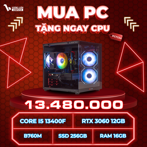 PCTC04 (I5 13400F | RAM 16GB | RTX 3060 12GB | SSD 256GB | MAIN B760M)