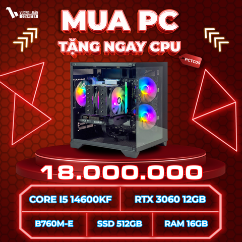PCTC05 (I5 14600KF | RAM 16GB | RTX 3060 12GB | SSD 512GB | MAIN B760M - F)