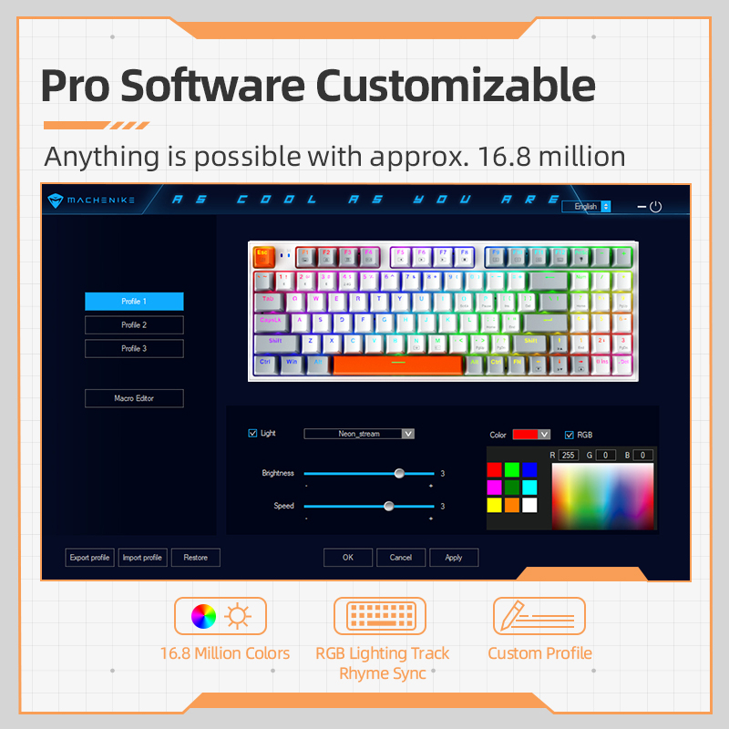 Bàn phím Machenike K500-B94W Three Mode RGB