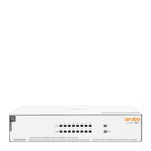 Thiết bị chuyển mạch Aruba Instant On 1430 8G Class4 PoE 64W Switch _ R8R46A