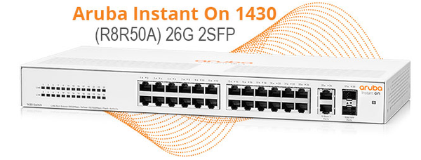 Thiết bị chuyển mạch Aruba Instant On 1430 26G 2SFP Switch R8R50A