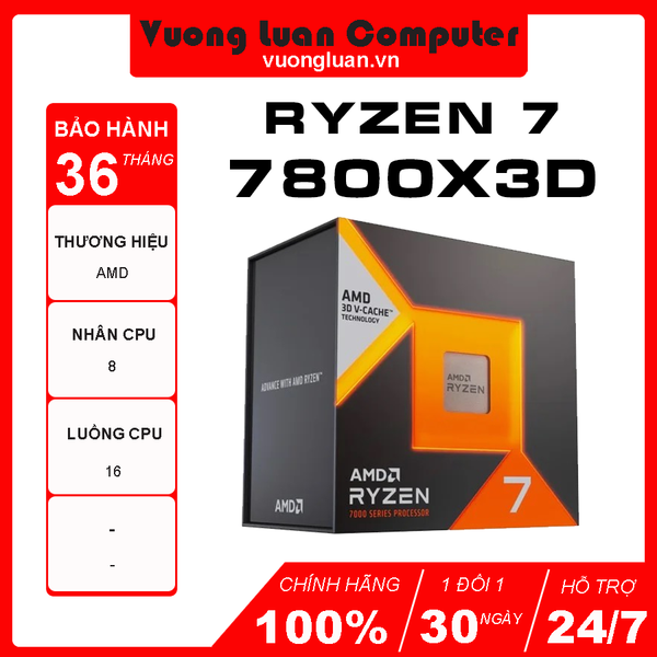 CPU AMD Ryzen 7 7800X3D (104MB /4.2GHz Up to 5.0GHz/ 8 Nhân 16 Luồng/ Socket AM5)