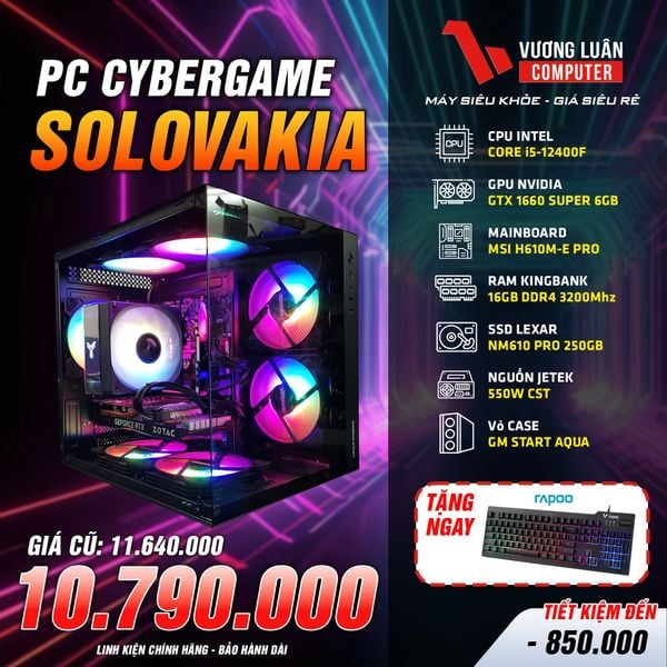 PC Gaming Intel Core i5-12400F TRAY| RAM 16G| SSD Lexar 250Gb| VGA GTX 1660s 6Gb