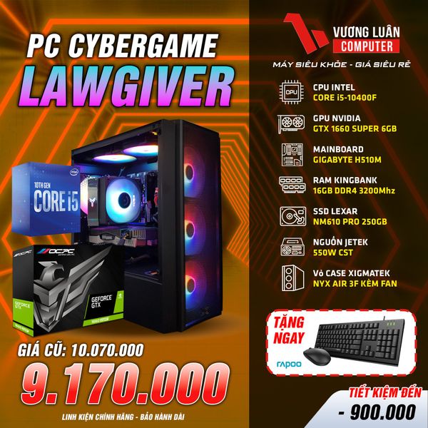 PC Gaming Intel Core i5-10400F TRAY| RAM 16G| SSD Lexar 250Gb| VGA GTX 1660s 6Gb