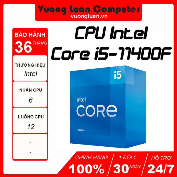 CPU INTEL CORE I5-11400F (2.6GHZ TURBO UP TO 4.4GHZ, 6 NHÂN 12 LUỒNG, 12MB CACHE, 65W) - SOCKET INTEL LGA 1200