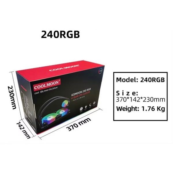 Tản nhiệt nước Coolmoon TY1 /WF1 / Y1 240 Trắng RGB, mặt gương hoặc hiện nhiệt độ