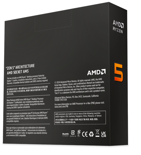CPU AMD Ryzen 5 9600X (AMD AM5 - 6 Core - 12 Thread - Base 3.9Ghz - Turbo 5.4Ghz - Cache 38MB)