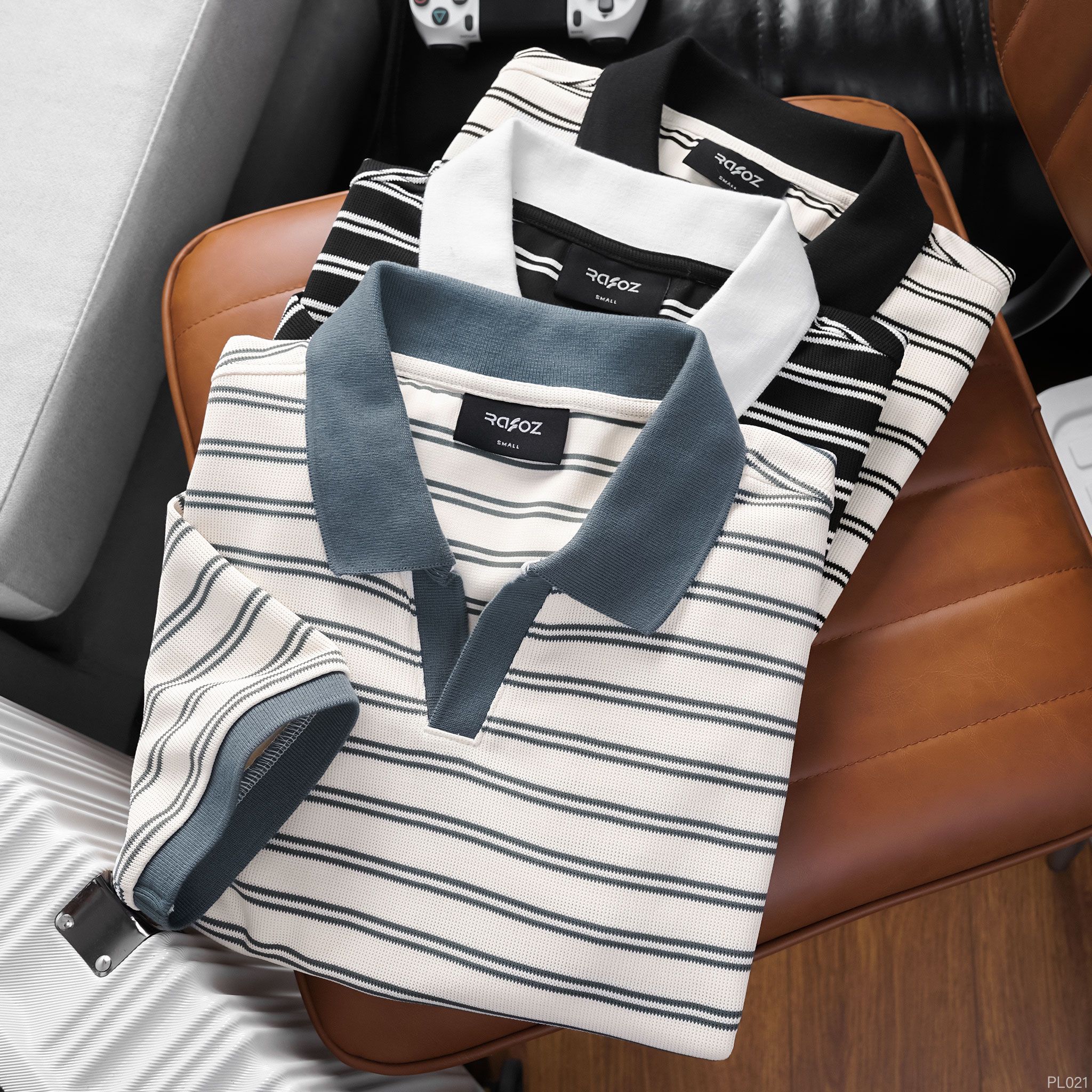  Áo polo cổ V RAFOZ kẻ ngang - 021 