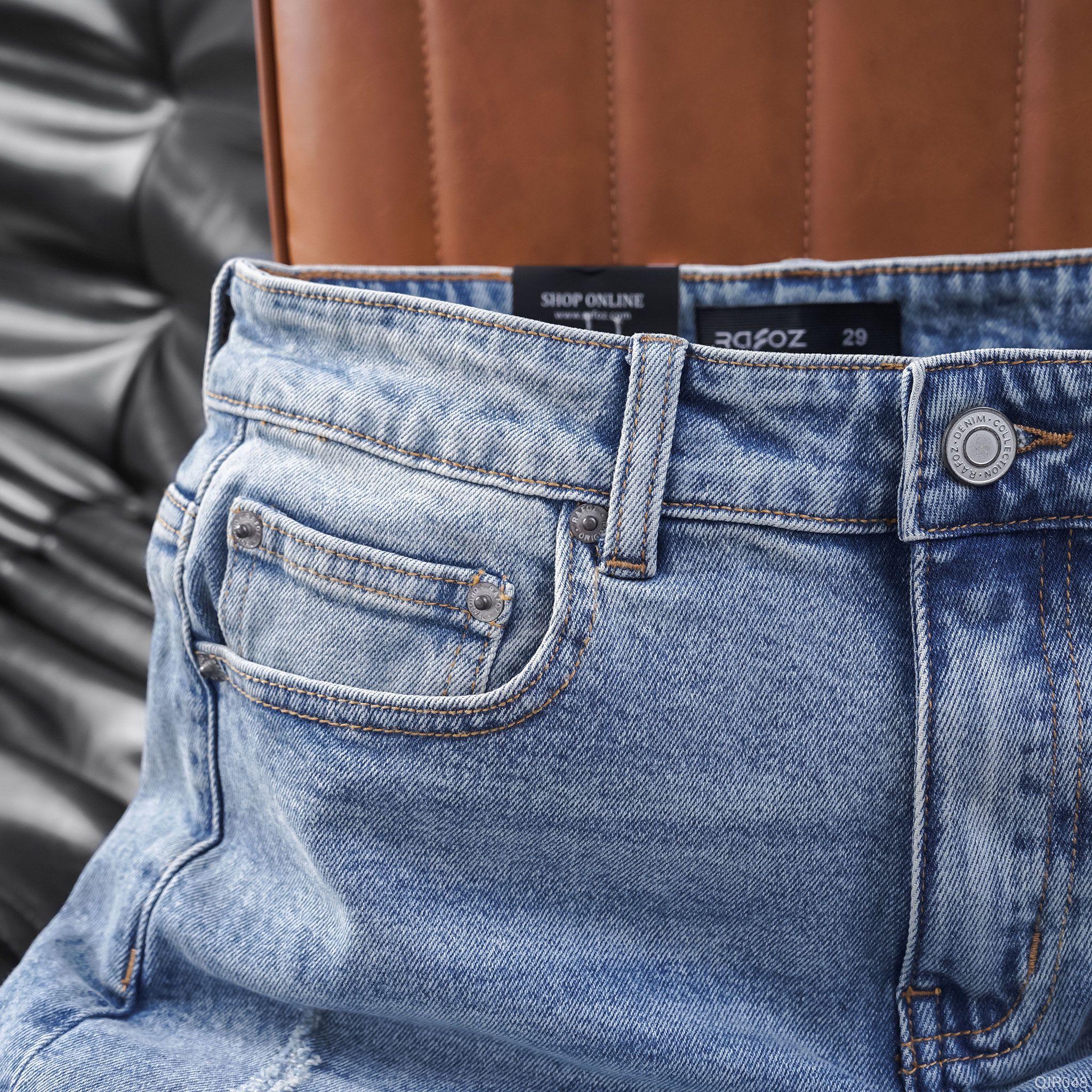  Quần jean RAFOZ xanh sáng xước - 048 