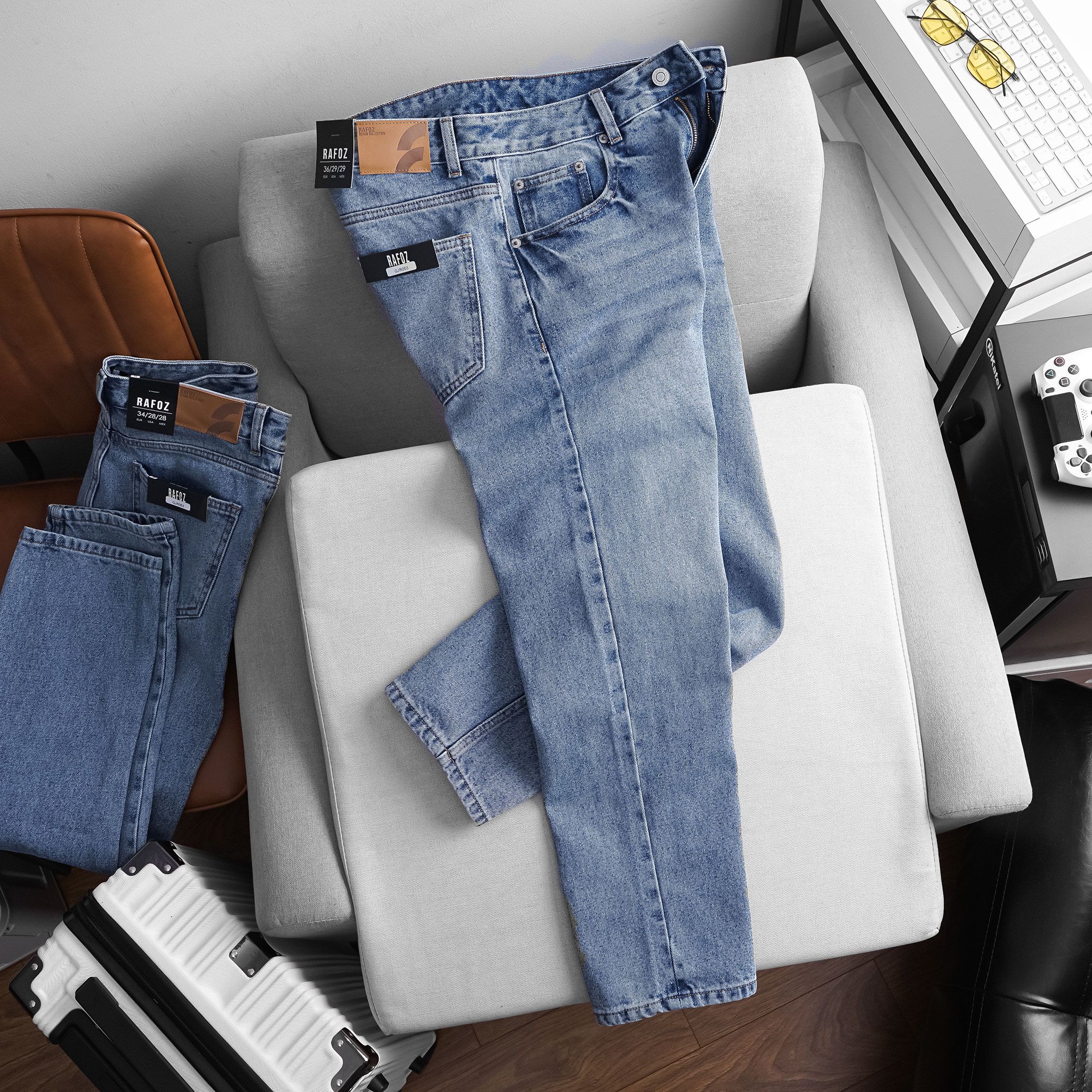  Quần jean relaxed RAFOZ Xanh nhạt - 053 