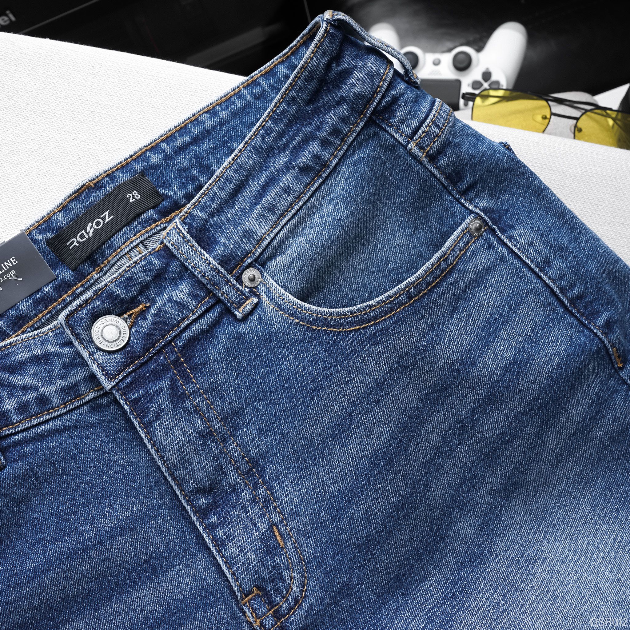  Quần short jean RAFOZ xanh wash basic - 012 