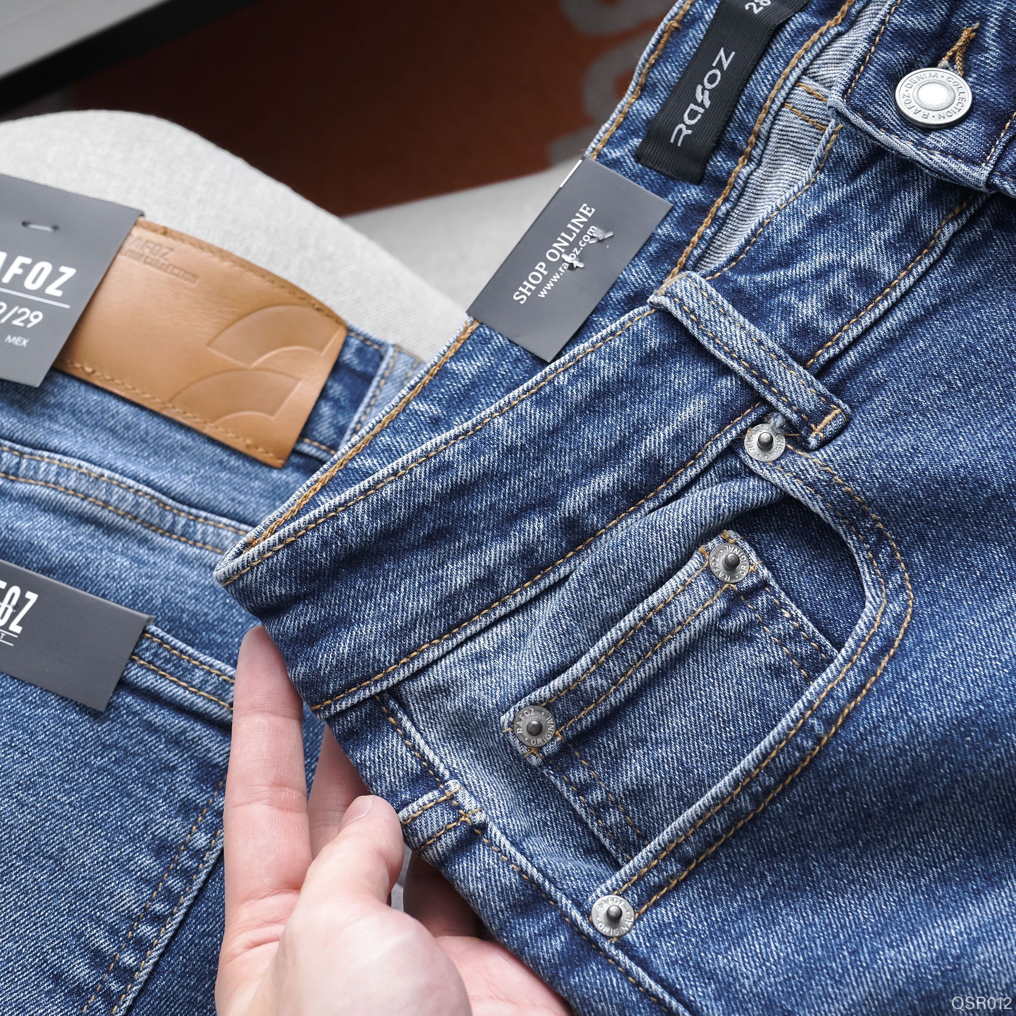  Quần short jean RAFOZ xanh wash basic - 012 