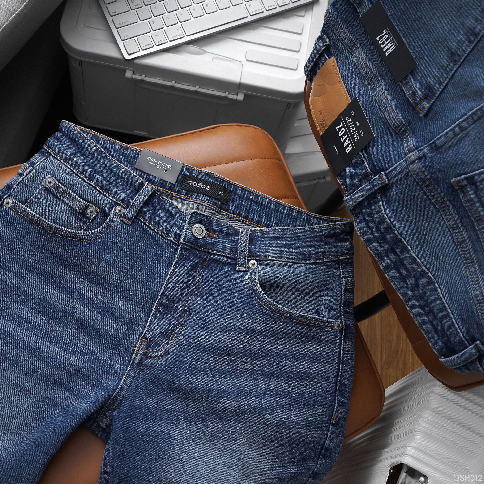  Quần short jean RAFOZ xanh wash basic - 012 