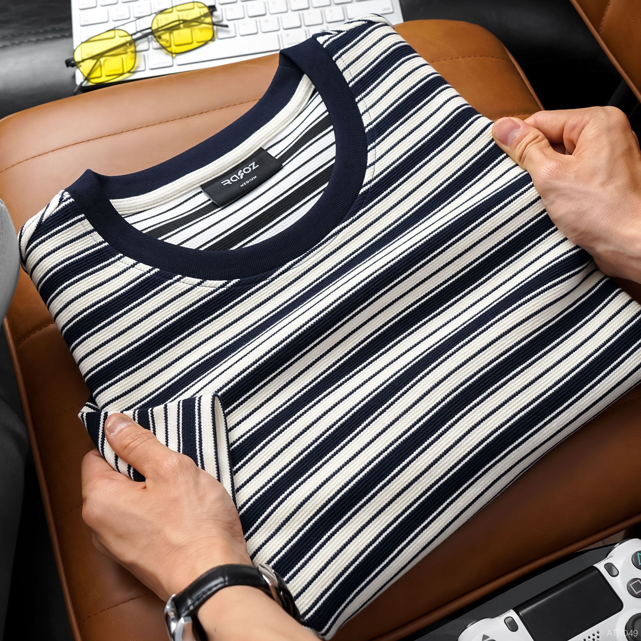  Áo thun RAFOZ textured striped - 049 