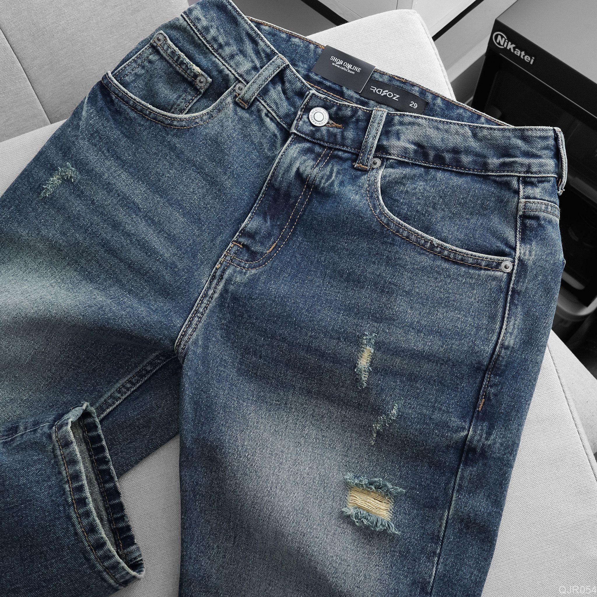  Quần jean relaxed RAFOZ blue ripped - 054 