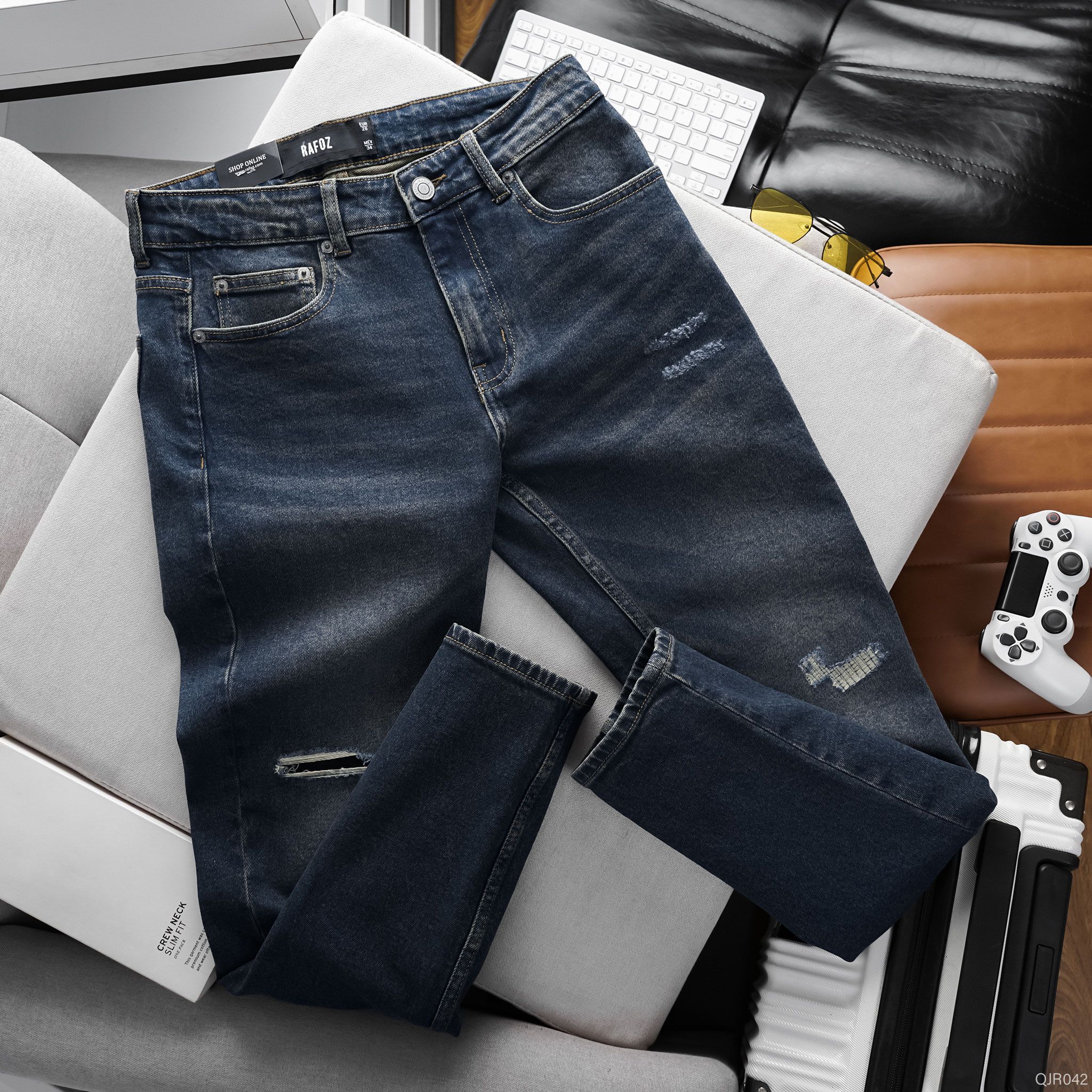  Quần jean RAFOZ dark blue ripped - 042 