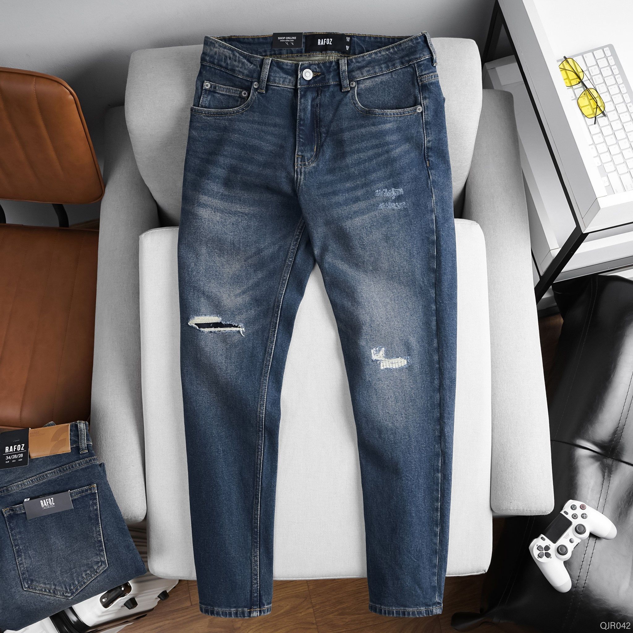  Quần jean RAFOZ dark blue ripped - 042 
