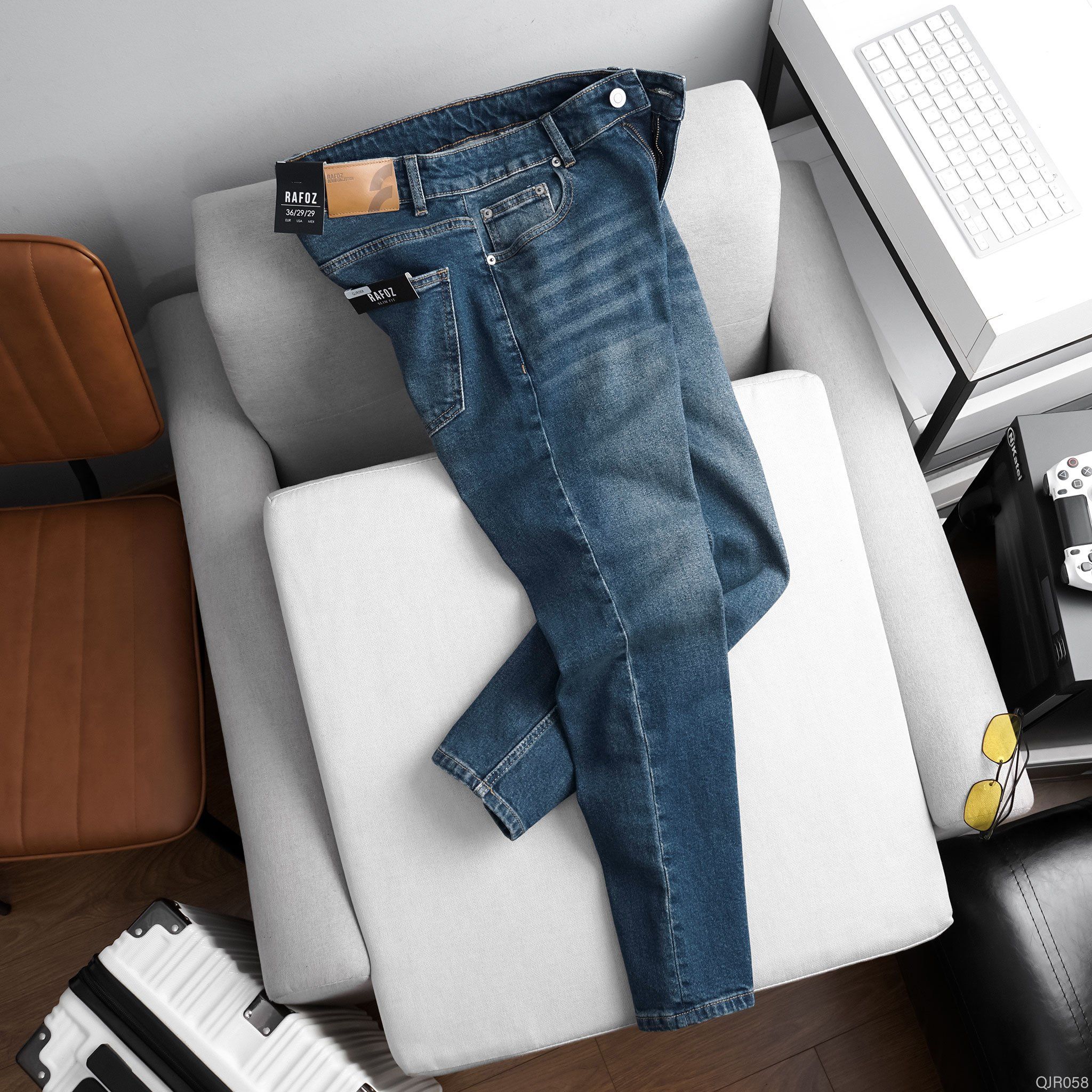  Quần jean RAFOZ xanh đậm wash - 058 