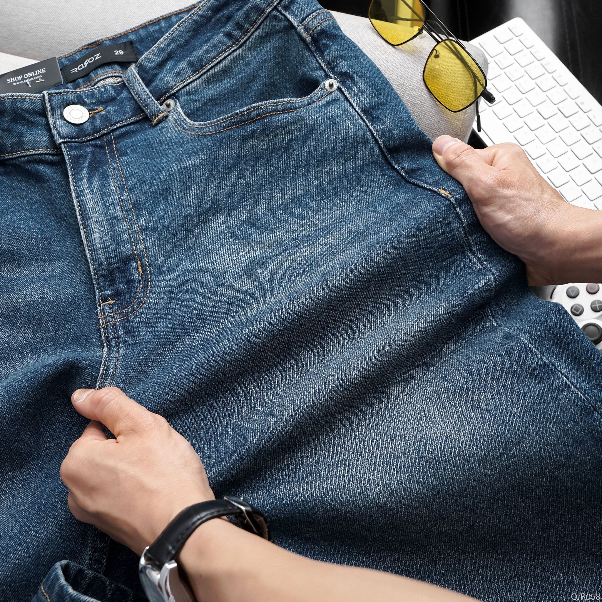  Quần jean RAFOZ xanh đậm wash - 058 