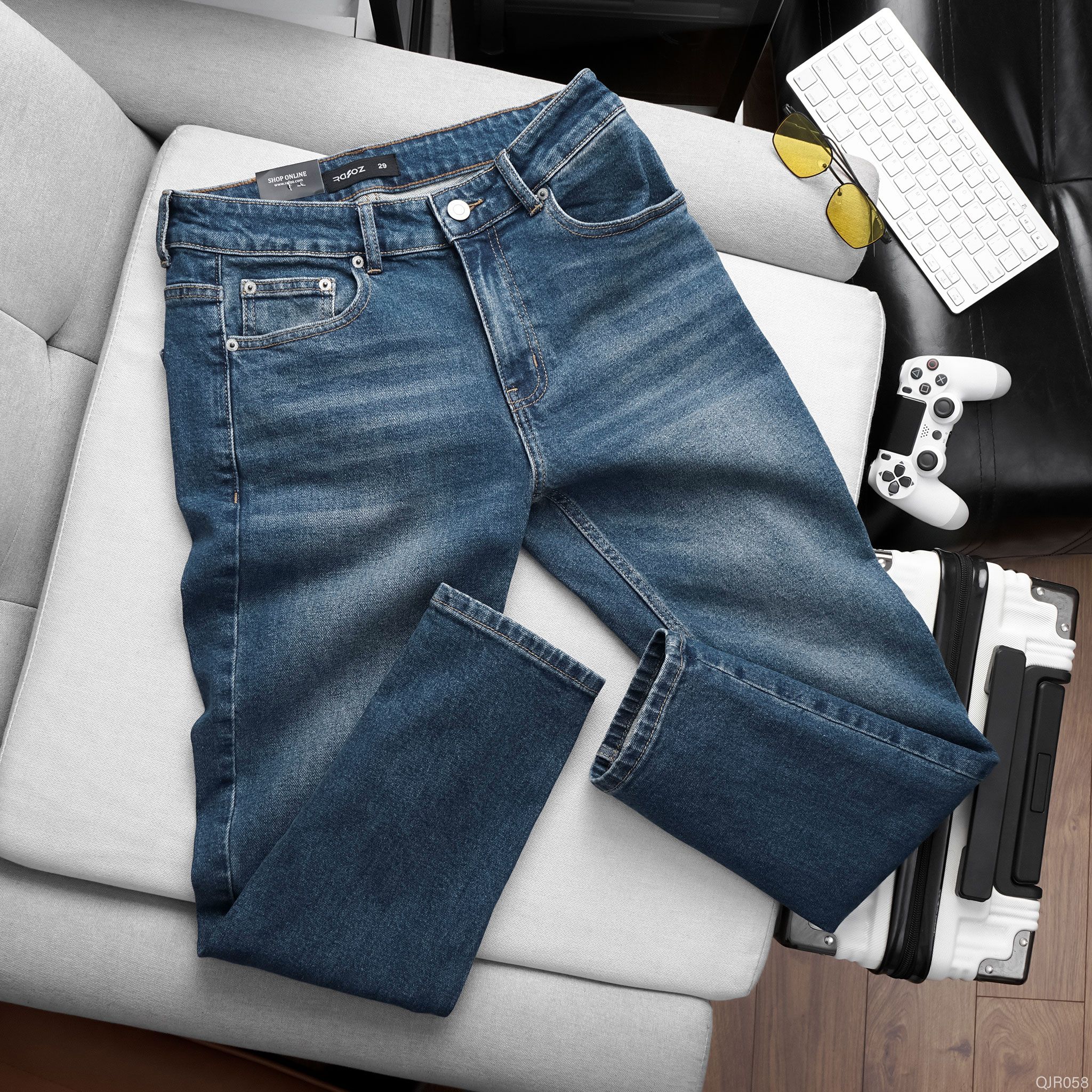  Quần jean RAFOZ xanh đậm wash - 058 