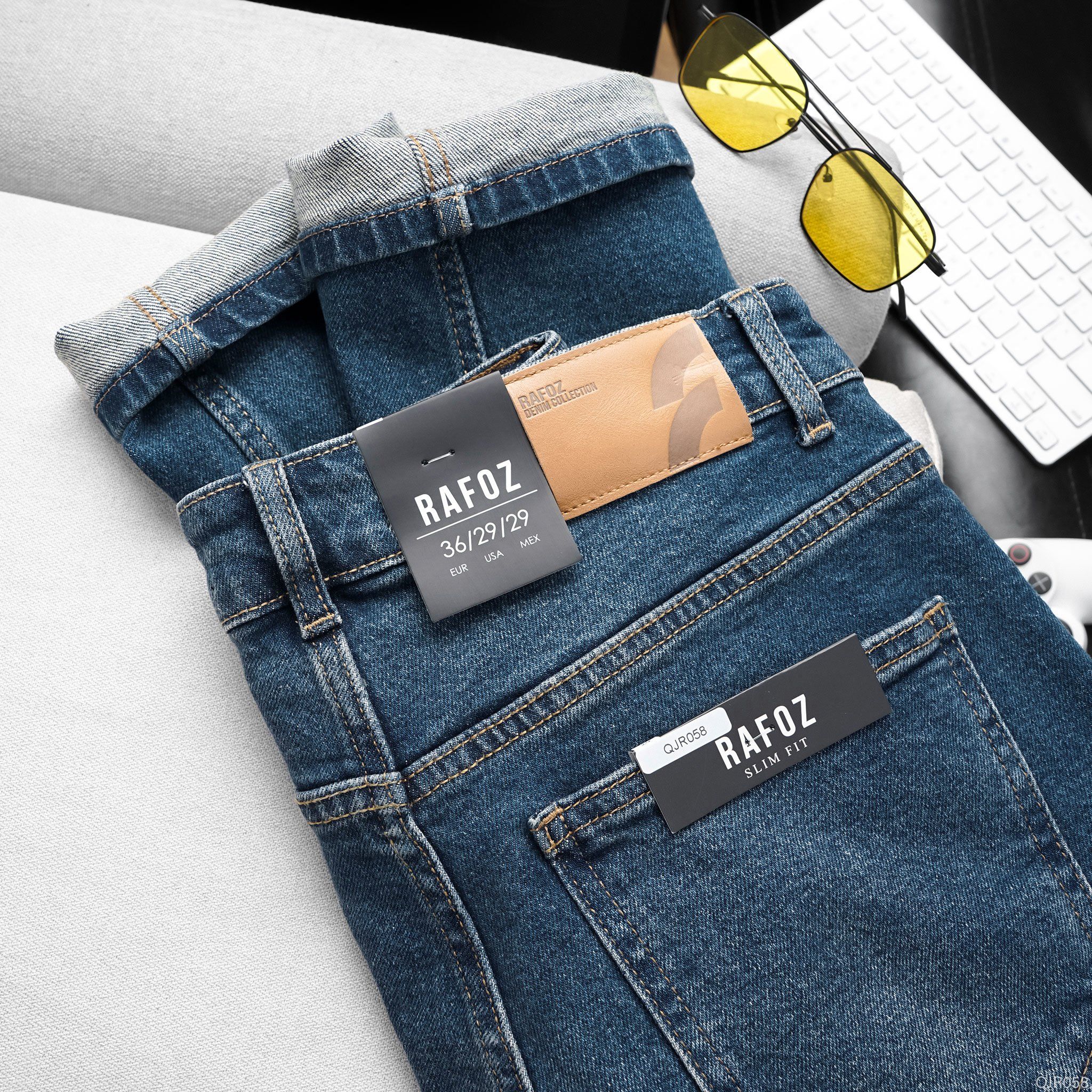  Quần jean RAFOZ xanh đậm wash - 058 