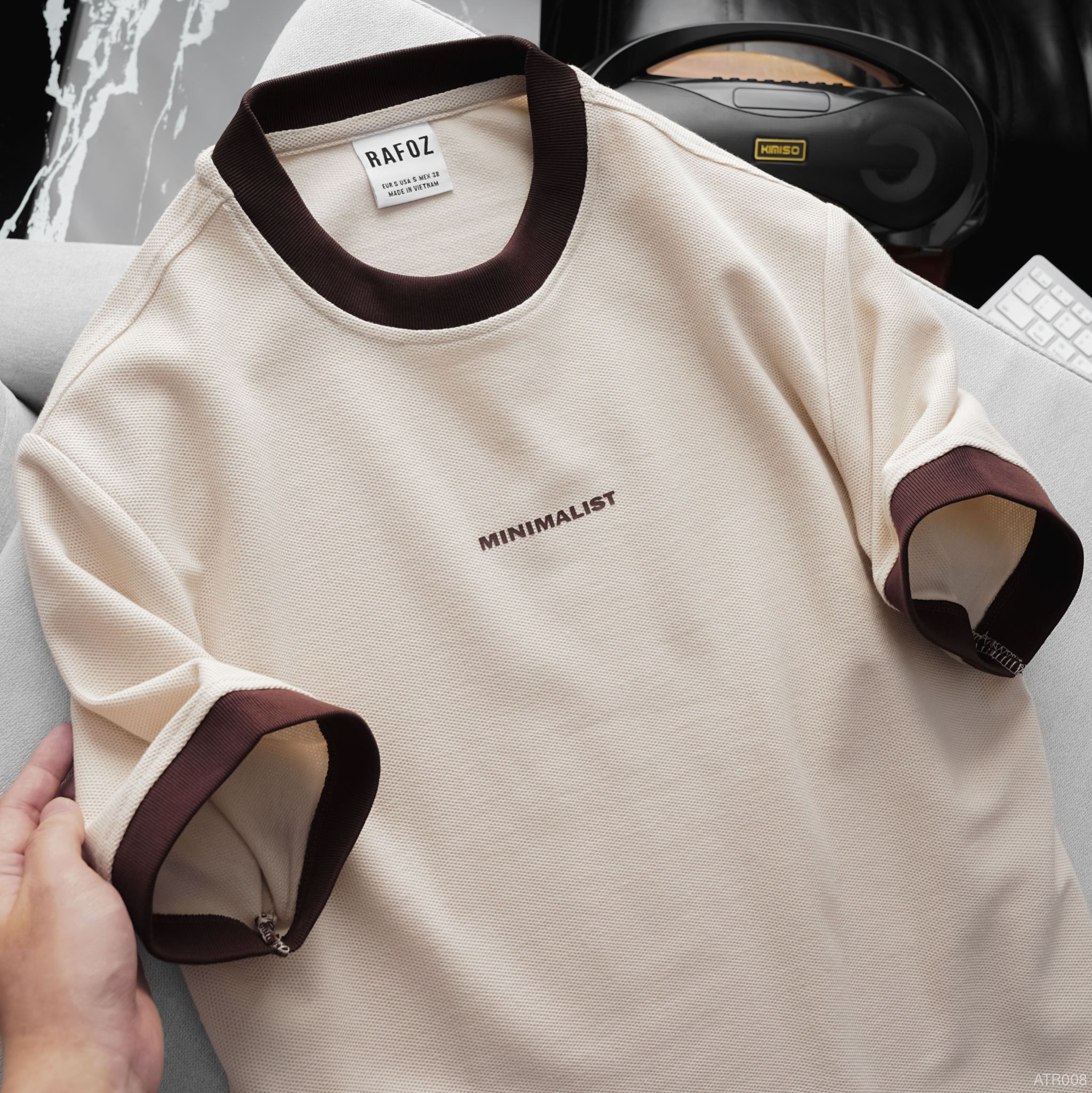  Áo thun RAFOZ beige minimalist - 008 