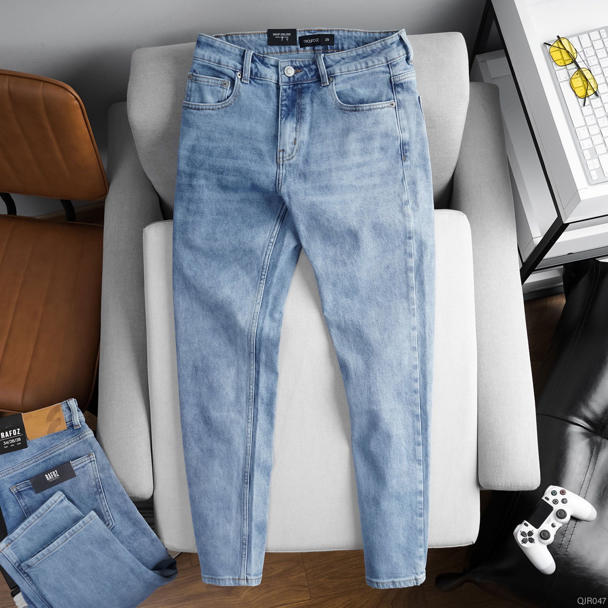  Quần jean RAFOZ xanh nhạt wash - 047 