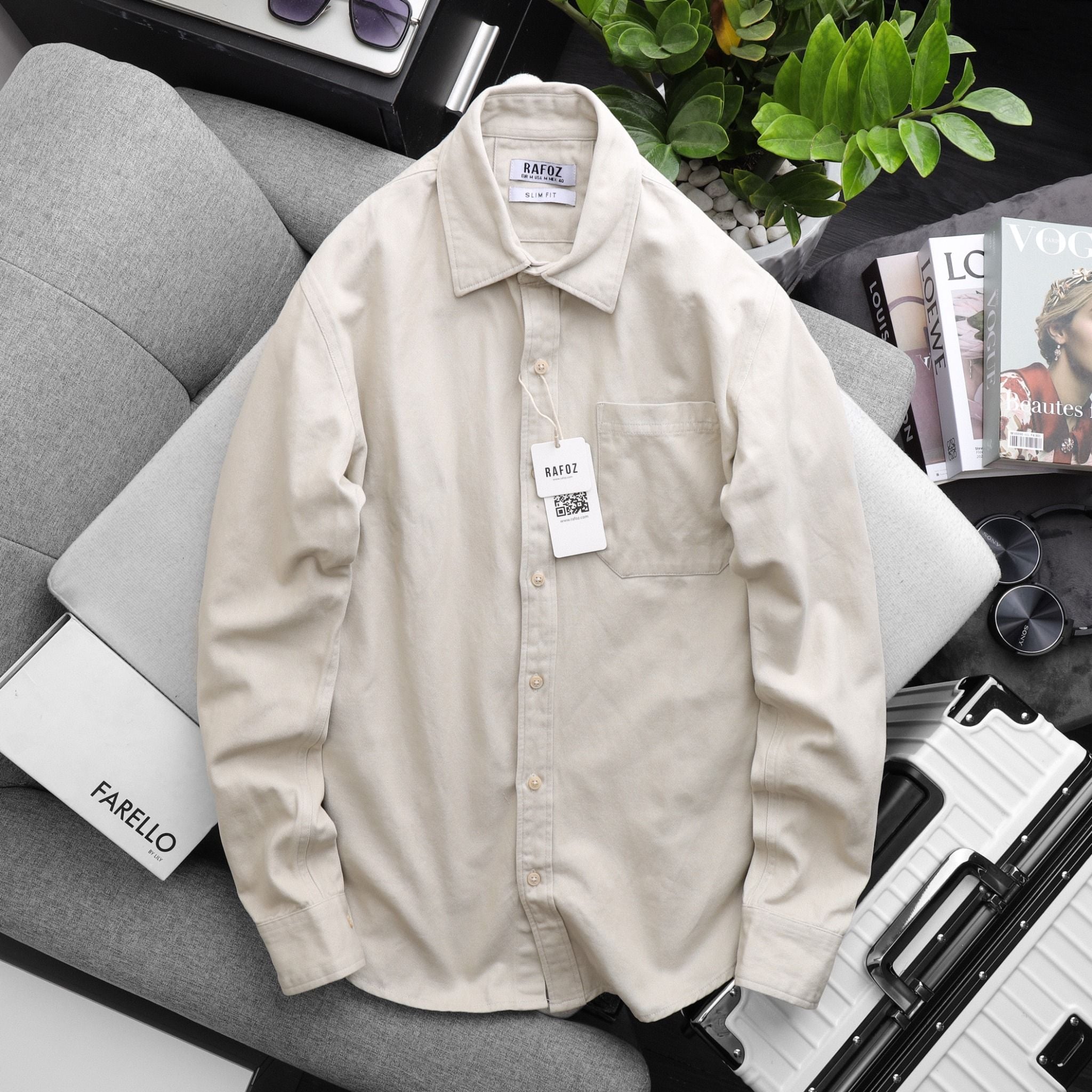  Áo sơ mi Rafoz5 kaki 1 túi - 220216 