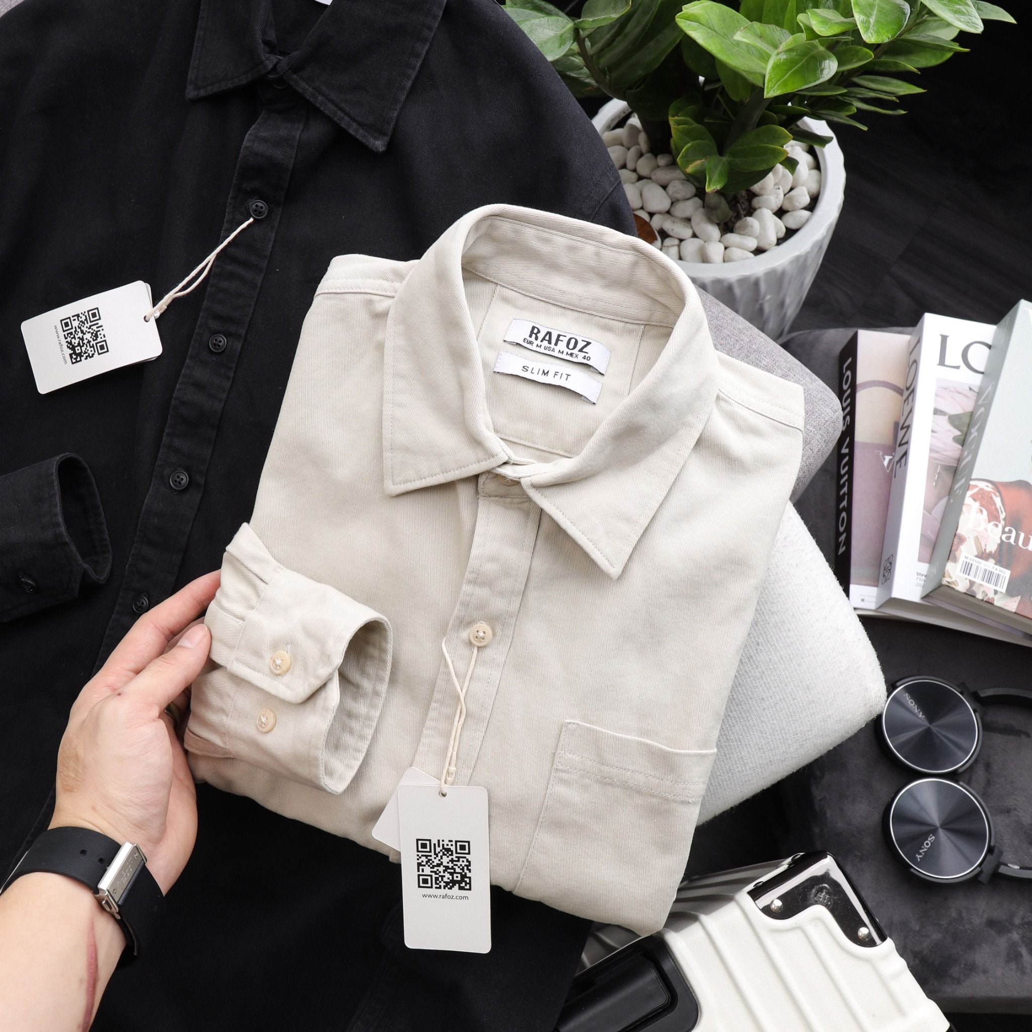  Áo sơ mi Rafoz5 kaki 1 túi - 220216 