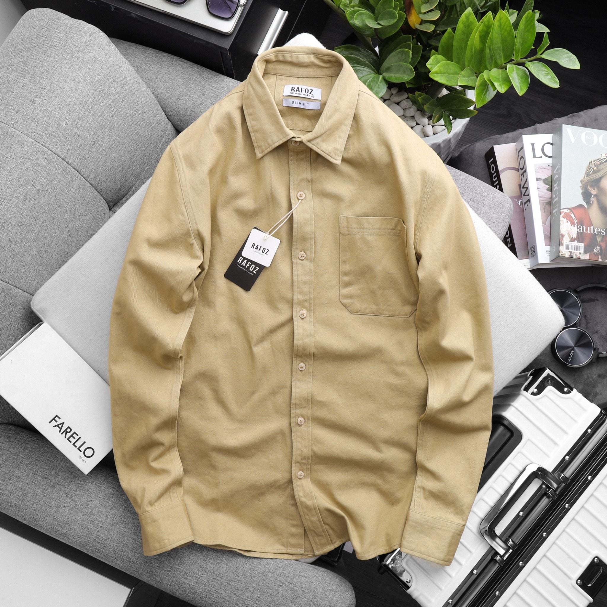  Áo sơ mi Rafoz5 kaki 1 túi - 220216 