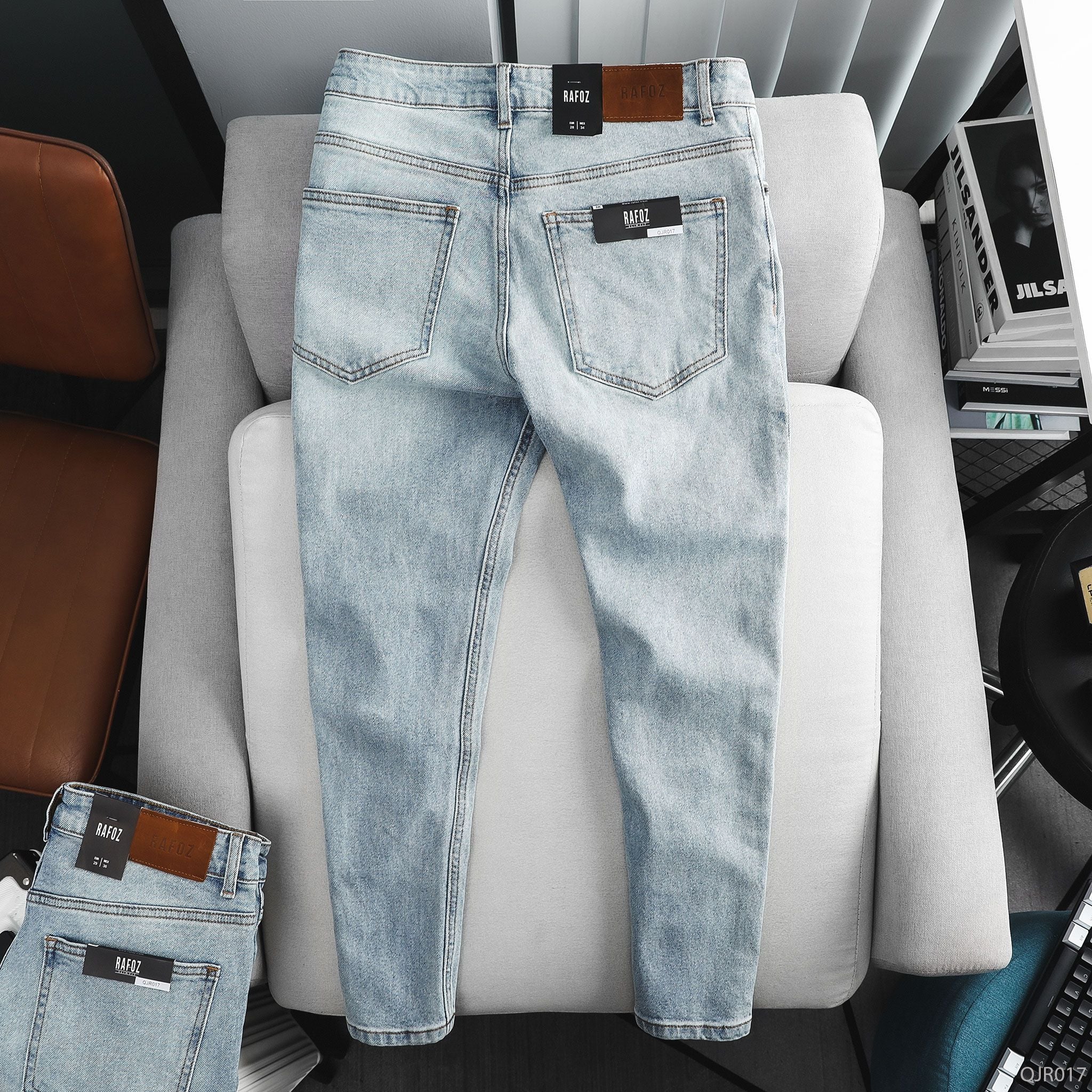  Quần jean RAFOZ skinny xanh sáng rách - 017 