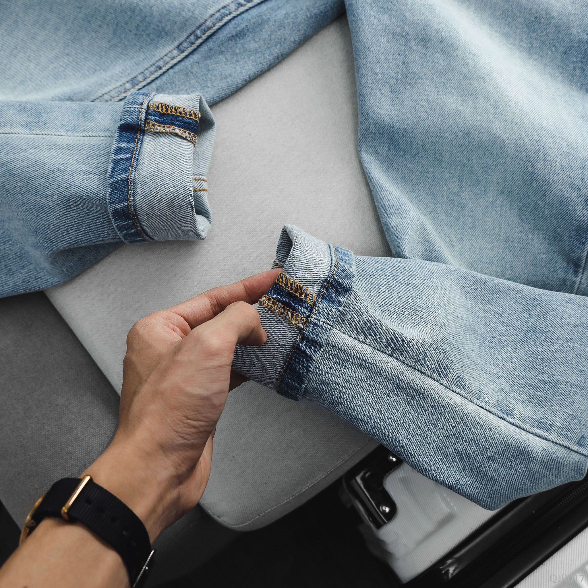  Quần jean RAFOZ skinny xanh sáng rách - 017 