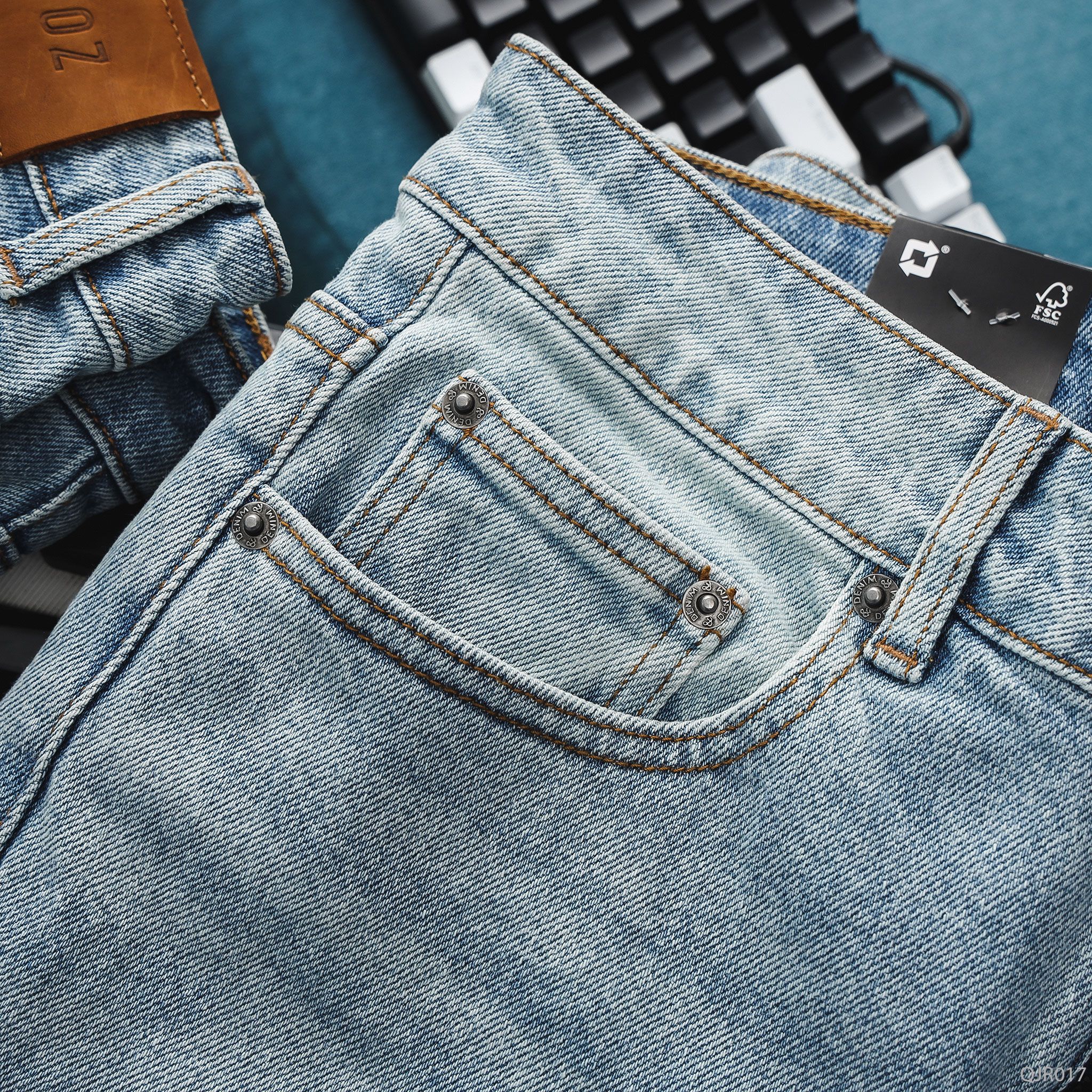  Quần jean RAFOZ skinny xanh sáng rách - 017 