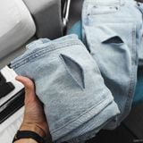  Quần jean RAFOZ skinny xanh sáng rách - 017 