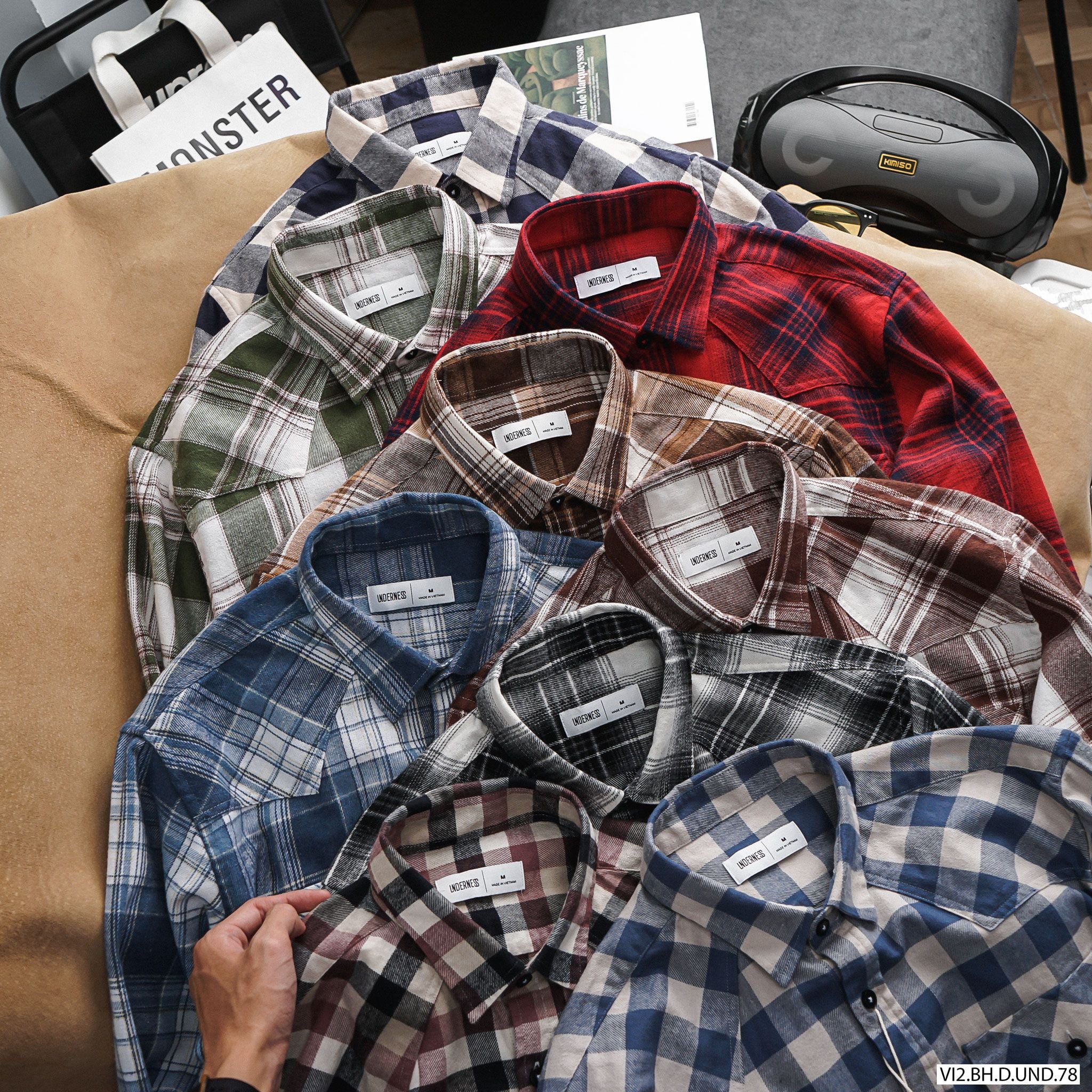  Áo sơmi DT caro UDN - ĐỎ L 