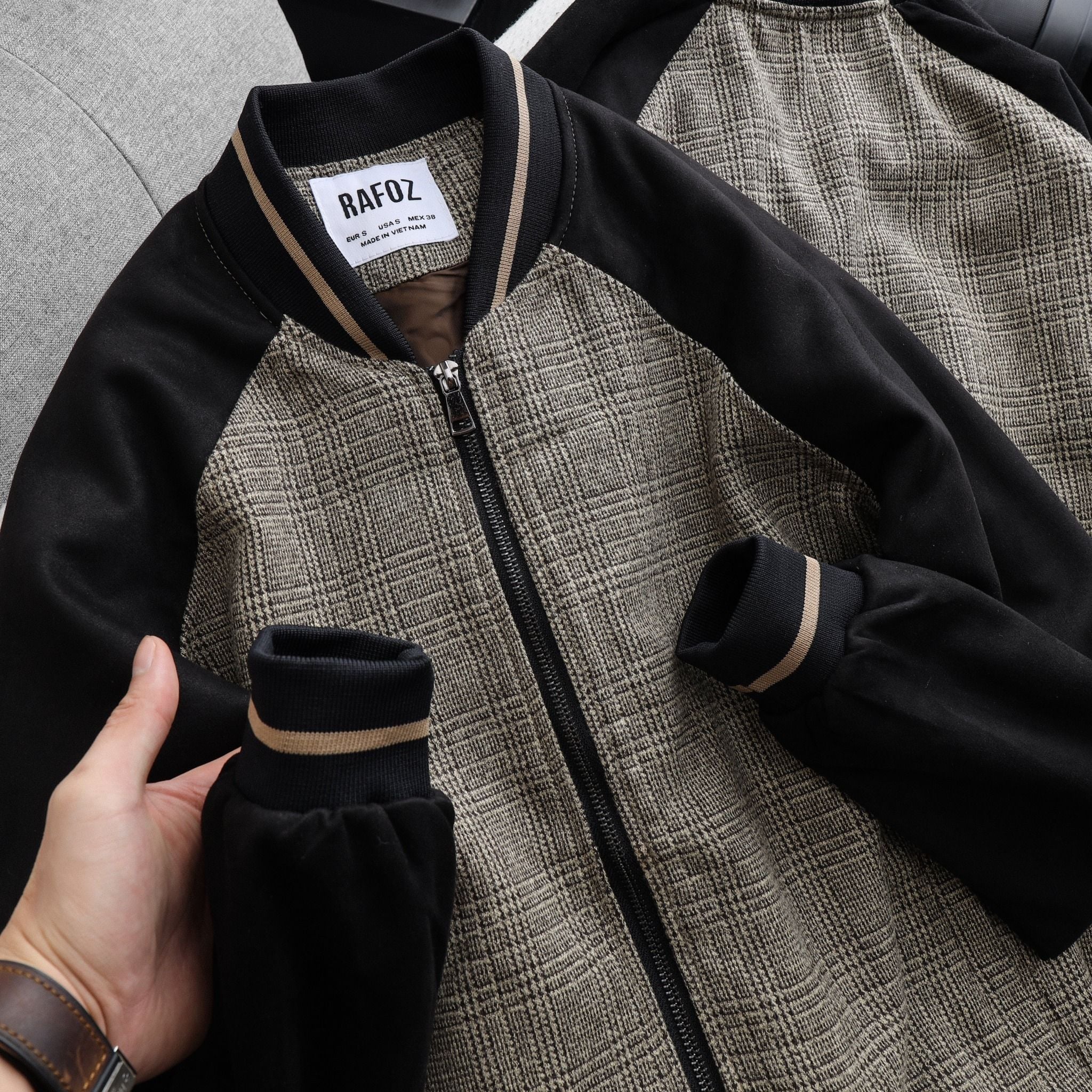  Bomber dạ RAFOZ tay da lộn - 220233 