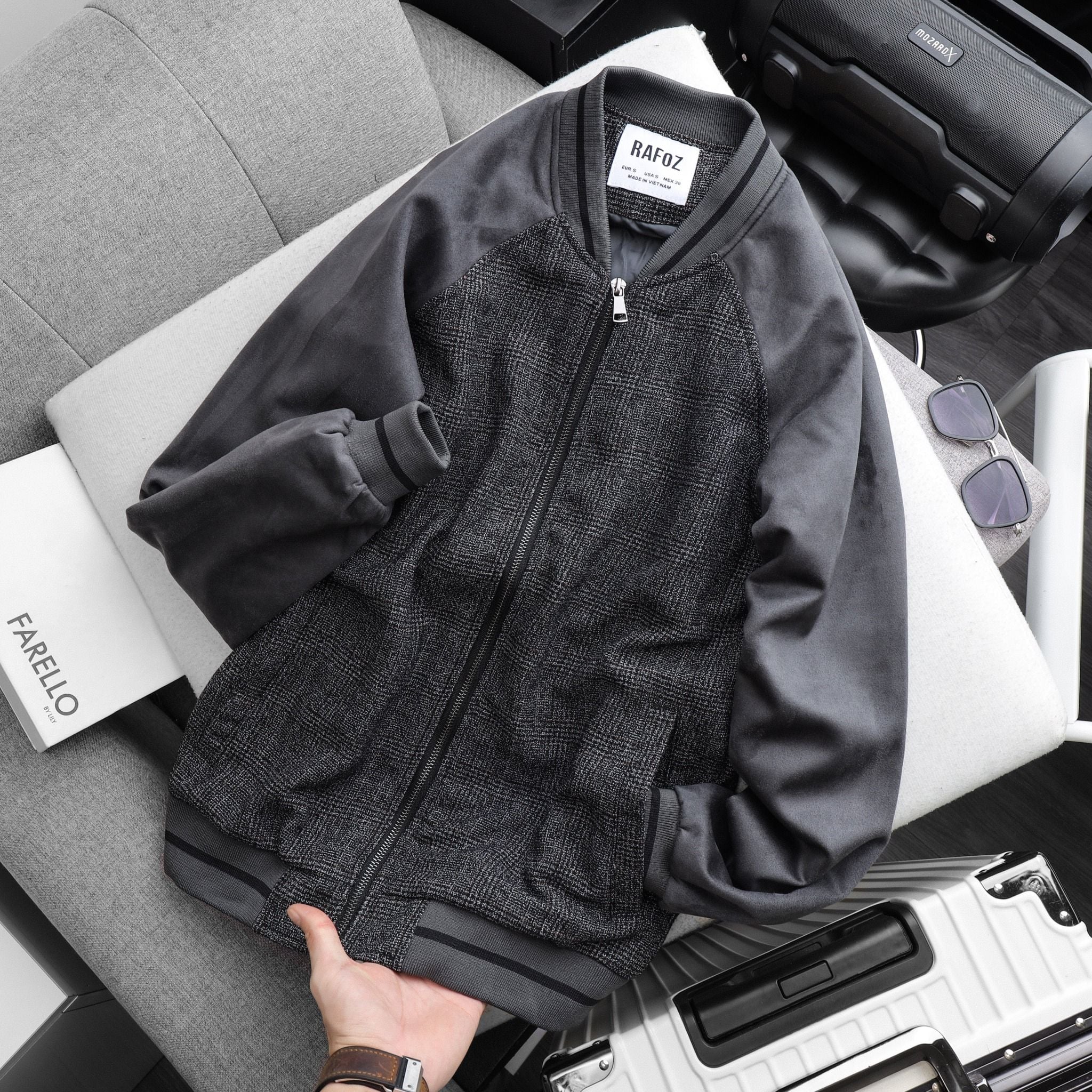  Bomber dạ RAFOZ tay da lộn - 220233 