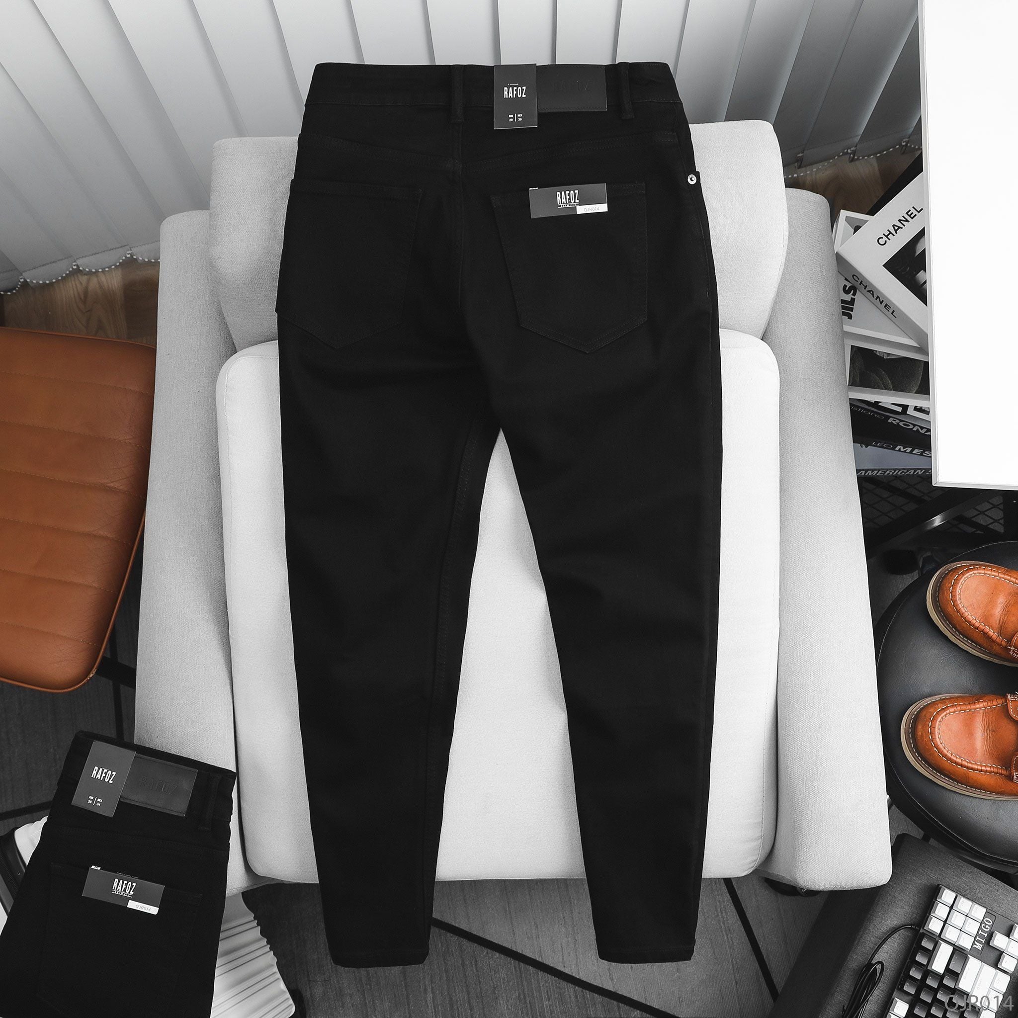  Quần jean RAFOZ đen trơn Slimfit - 014 