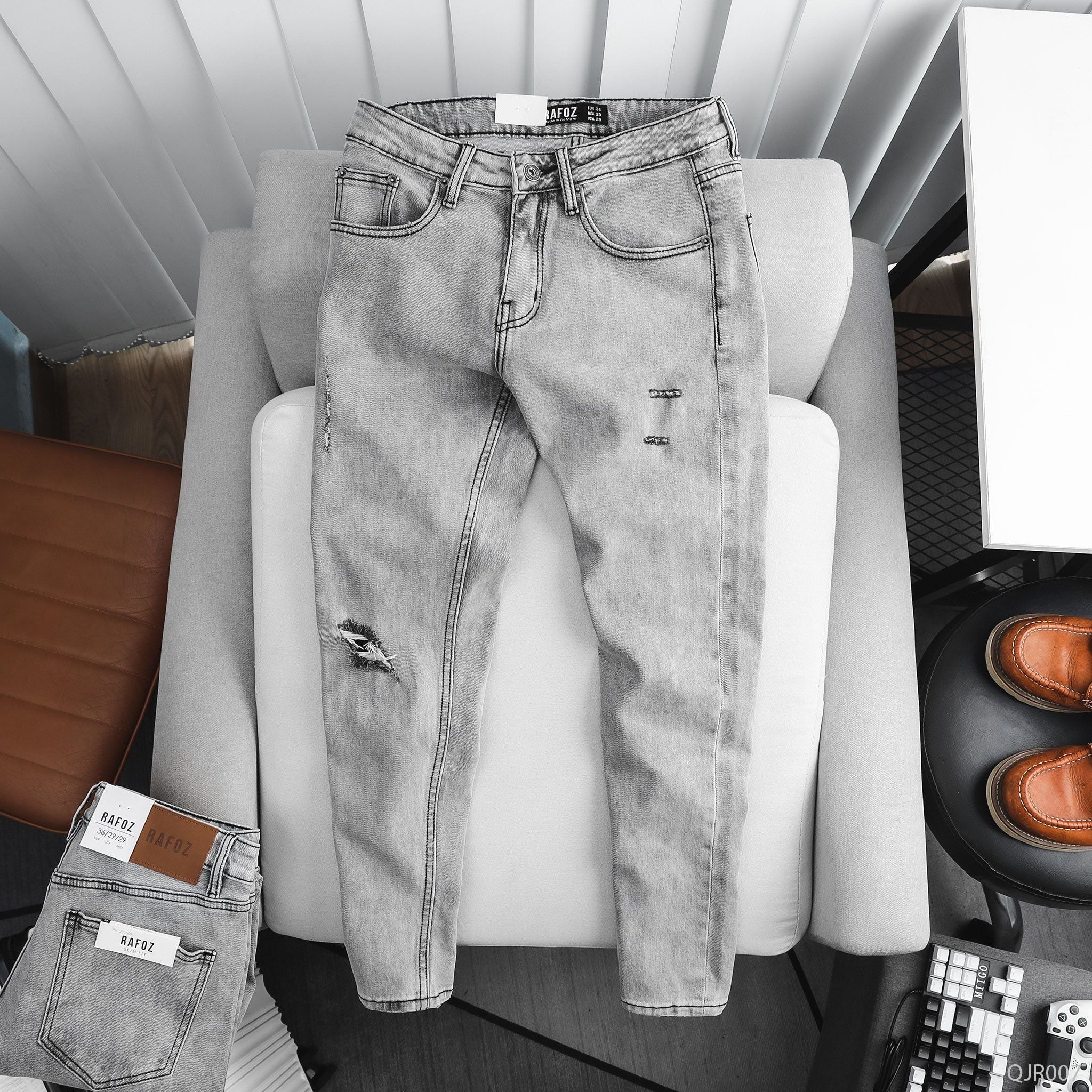 Quần jean RAFOZ Xám nhạt rách - 007 