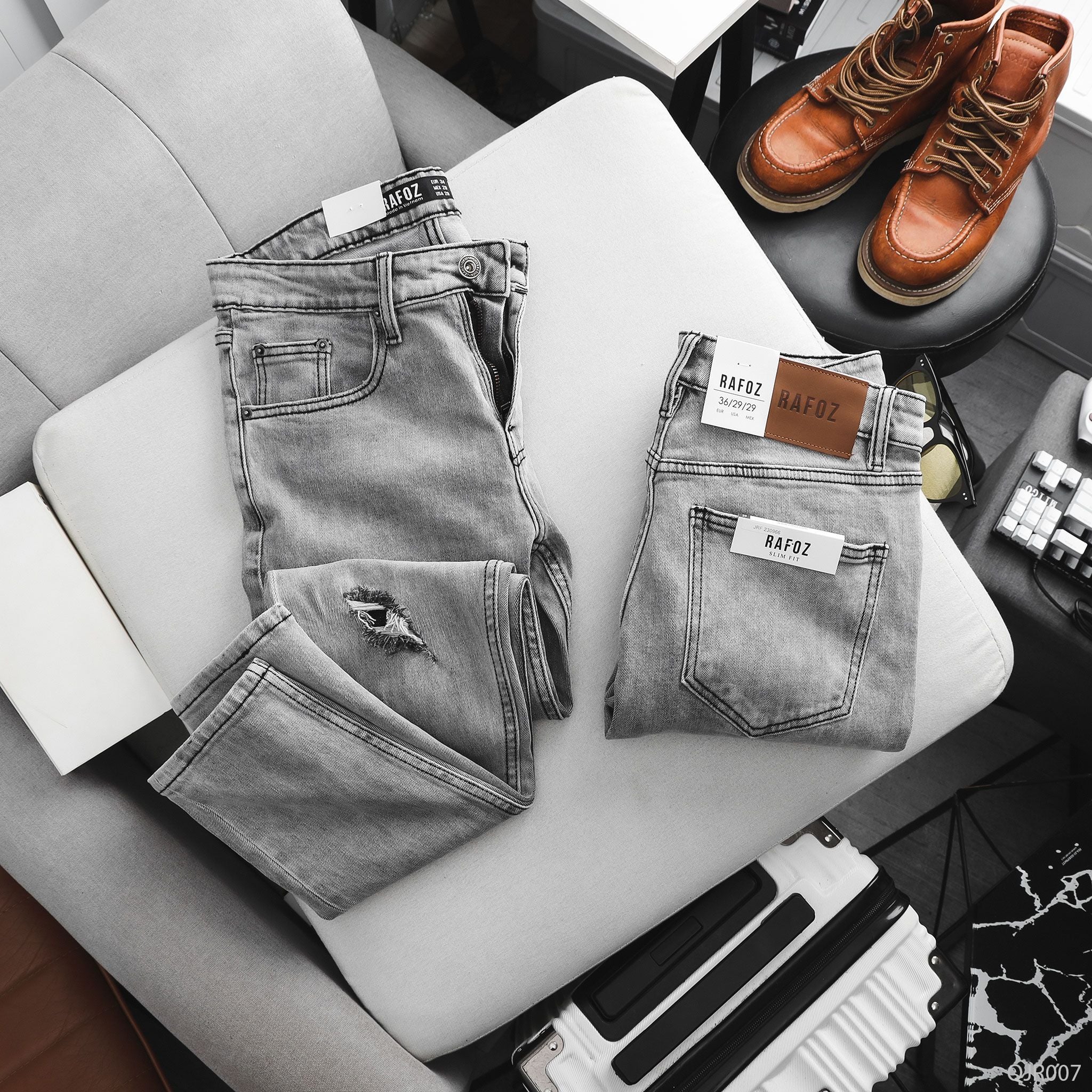  Quần jean RAFOZ Xám nhạt rách - 007 